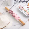 Hot Sell Factory Wholesale Food Grade Silicone Red Rolling Pin with Wooden handle