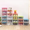 hot selling multi-function plastic drop front shoe storage box with lid