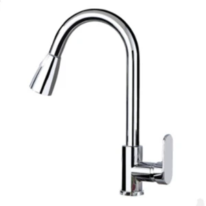 Hot selling  put down chrome finish kitchen tap brass body stainless spout single handle hot selling kitchen faucet