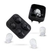 Household Use Cool Whiskey Wine Kitchen Tools Pudding Ice Cream Mold 3D SKull Silicone Maker Mold 4-Cavity DIY Ice Cube Tray