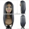 HW0127 24&quot; Dark Gray Lace Front Wig Heat Resistant Synthetic Hair Long Straight