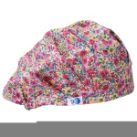In Stock Reusable Comfortable One Size Printed Bouffant Head Cap with Buttons