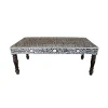 Indian Luxury Bone Inlay Black &amp; White Coffee Table Modern Antique Handmade Table