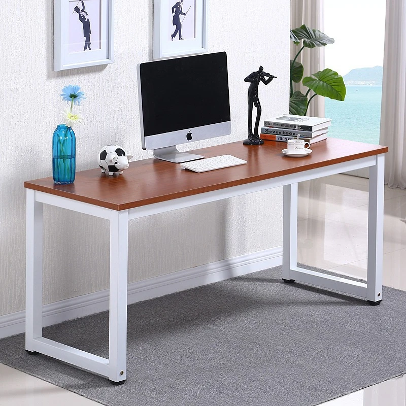 industrial style wood surface steel leg computer desk home office furniture writing desk