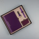 Instock OEM Logo Luxury purple Corporate Notebook and Pen Gift Set  with USB Pen Drive