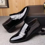 Invisible inside increase mens shoes pointed glossy leather patent leather business dress casual mens leather shoes wedding sh