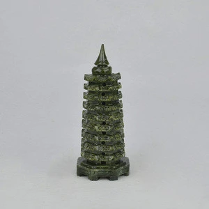 jade carved crafts Natural Sapphire jade Wenchang Tower,Feng Shui Decoration