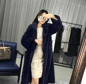 Japan Style Wholesale 90cm White Plus Size Long Mink Loose Fur Coat For Ladies