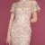 JINYE Champagne Short Sleeves Sequined Lace Midi  Party Prom Formal Dress