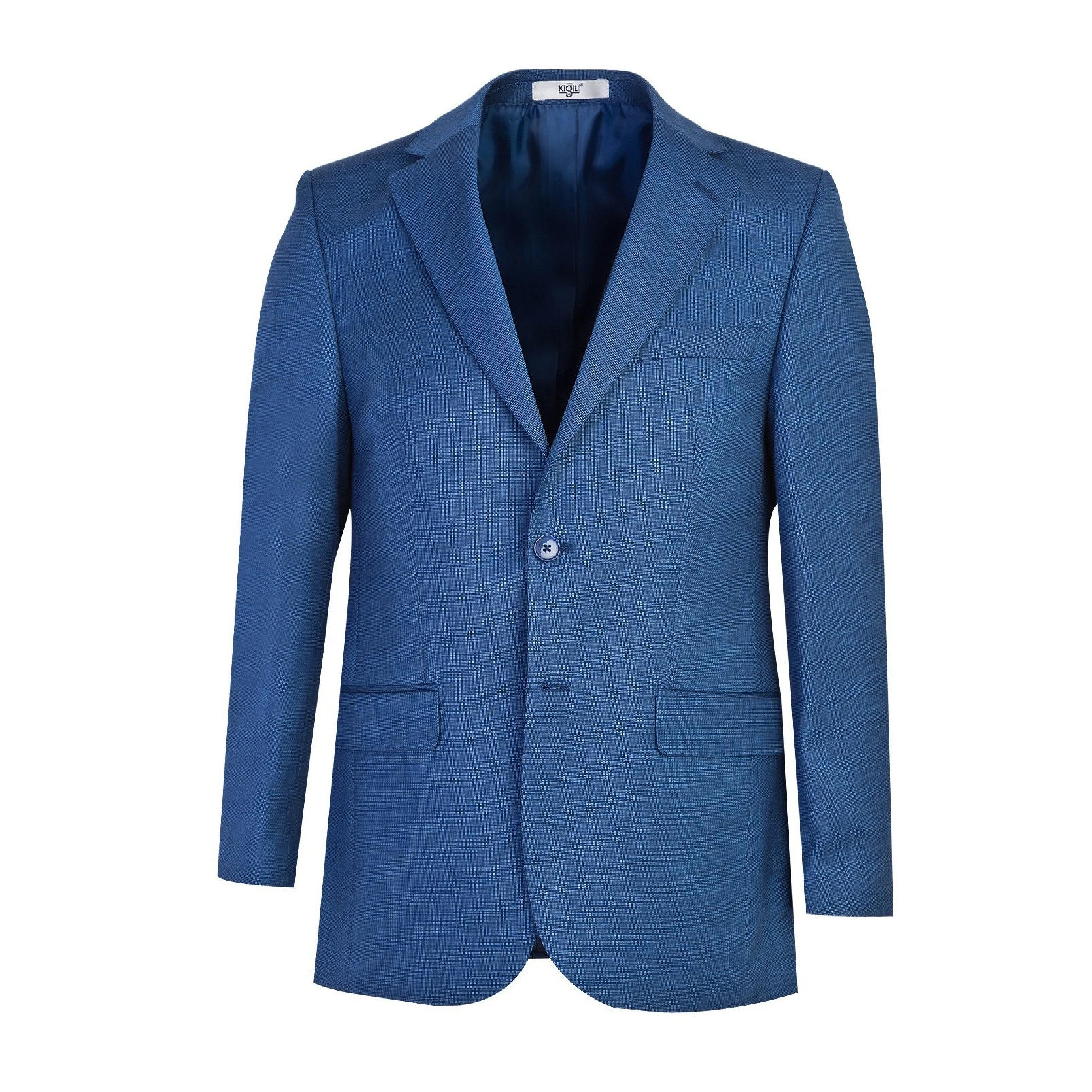 Kigili Blue Classical Figured Slim Fit Mens Suit Business Custom