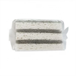 Kitchen cleaning scrubber cellulose sponge scrub with scouring pad