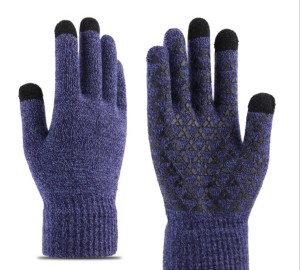 Knit warm mittens winter men and women couples plus velvet thick wool non-slip customizable logo touch screen mittens