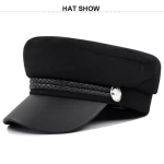Korean cap metal buckle navy hat vintage beret winter fashion cap  British hat octagonal hat wholesale