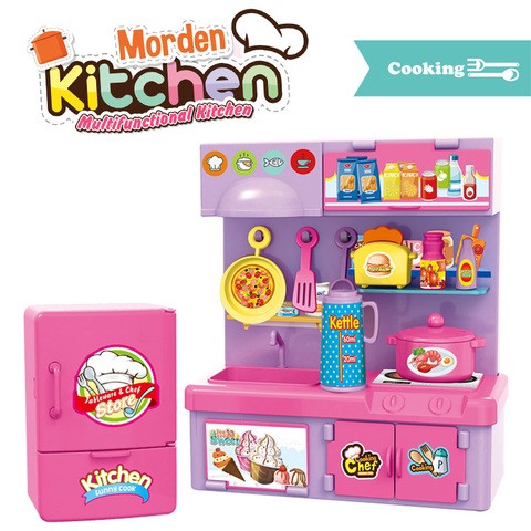 Kouyikou Kitchen Toy Plastic Children Cooking Refrigerator Pretend Play Kitchen Set Sink Toys