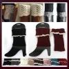 Lace Top Ribbed Knit Boot Topper Cuffs Leg Warmers, Womans Knitted Boot Cuffs Ankle Boot Cuffs