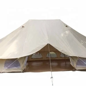 Large Waterproof Cotton Canvas Glamping Twin Emperor Bell Tent for 10~12 Person Campsite Hotel Tent With Sun Shelter