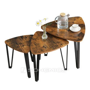 Latest 3 sets rustic vintage nesting coffee table wood, end side tables, nightstand, stacking telephone tea table