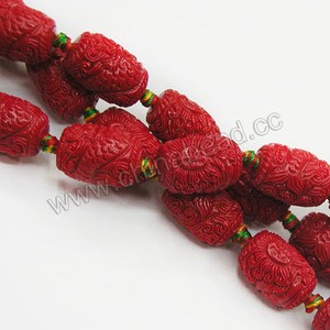 Latest drum shape carved mermaid design red coral beads gemstone beads for jewelry making
