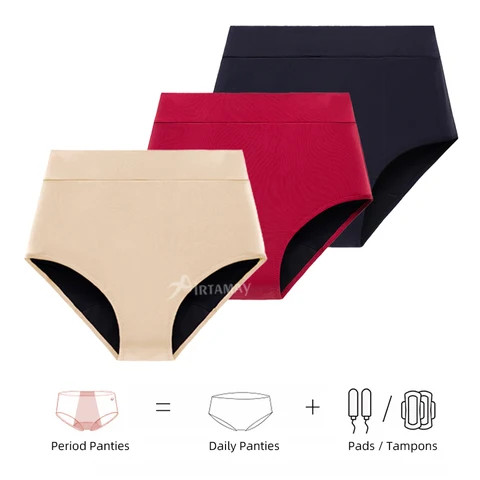 MMCYTW 2Pcs Leak Proof Menstrual Panties Physiological Pants Women Underwear Period Cotton Waterproof Briefs Plus Size Female Lingerie Price In Saudi Arabia | Amazon Saudi Arabia - Foto 4