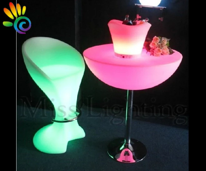 LED bar table illuminated Bar furniture light up bar high stools and chairs