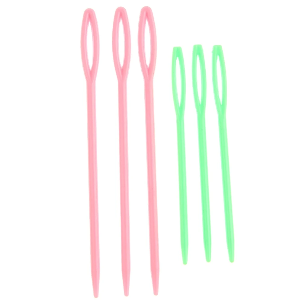 Lightweight Durable 6 Needles in Two Lengths For Sewing or Kids Crafts Big Eye Plastic Needles
