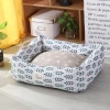 Linen Fabric Rectangle  Pet Bed Dog in Light Green Color
