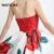 Long satin print floral front beads prom dress made in china ,WAITZLIKE women prom dresses