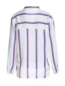 loose fitting dark blue striped women blouse/shirts