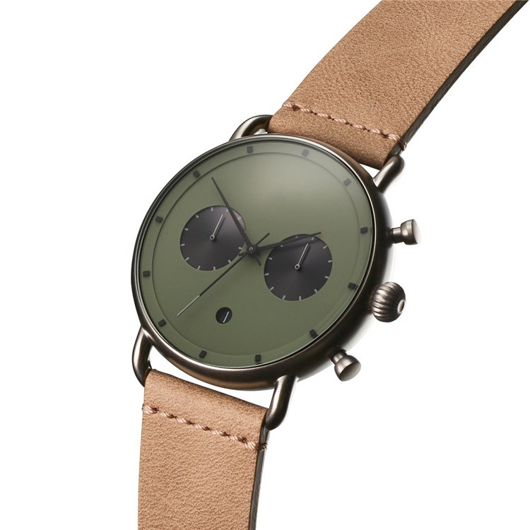 LOW moq leather japan movt quartz watch stainless steel bezel vdear custom logo watch