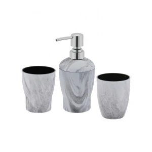 Low MOQ Trade Cute 4Pcs Press Kitchen Marble White Plastic Acrylic Bathroom Accessories Handmade Bath Set Wholesale