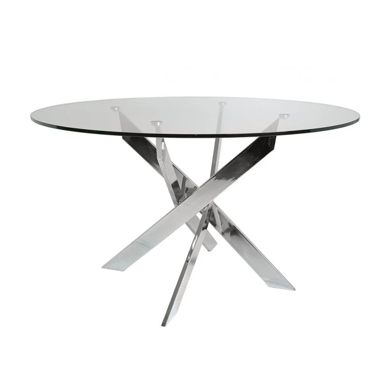 low price Round shape tempered restaurant furniture glass table top dining table
