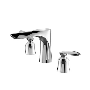 Luxurious Golden Finish 3-Hole Dual Handle Brass Basin Faucet