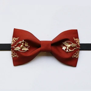 Luxury Gold Metal Bird Bow Tie Wedding Party Men Accessories