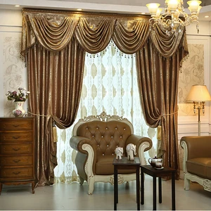 luxury jacquard ready made living room blackout curtain drapes and Valances