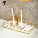 Luxury Marble Design Bathroom Makeup Storage Rack Countertop Corner Cosmetic Storage Shelf Racks