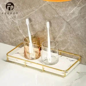 Luxury Marble Design Bathroom Makeup Storage Rack Countertop Corner Cosmetic Storage Shelf Racks