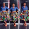 M40768 Custom made Colorful African mix print skirt african wax print pleated dress form clothing manufacturers