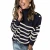 Import Manufacturer Winter Womens Long Sleeves Button Knit Turtleneck Striped Print Loose Pullover sweater from China