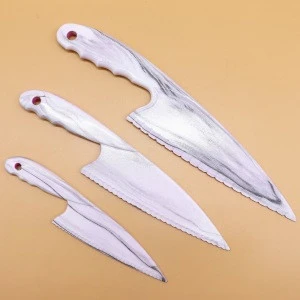 Marbled Plastic Wedding Cake Knife Cutter Slicer Cake Tools Kitchen Accessory Set Gadget