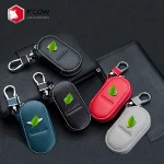 McowFashion Vintage Genuine Leather Mens Key Wallet With Zipper
