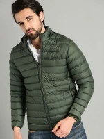 men solid padded jacket puffer jacket