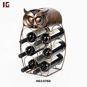 Metal Owl Wine Rack And Wine Cork Holder, Animal Wine Rack