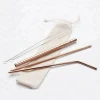 metal straw set colored rose gold metal straw with brush