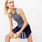 MGOO Fashion Stripe Printing Dri Fit Tennis Dress Women Round Neck Sleeveless Sport Suit