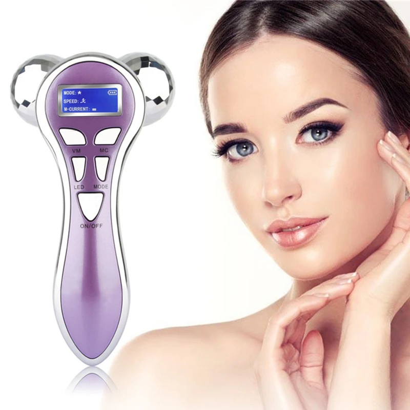 Micro current Face Massager Vibrator 4D Face Roller Facial Massager Y Shape Rotating V Face Lifting Skin Tighten Machine