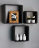 Modern design wall shelf 3sets square floating wooden wall cube shelf for living room