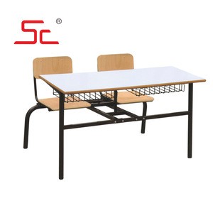Modern New Design  school furniture student study Double desk with chair reading table