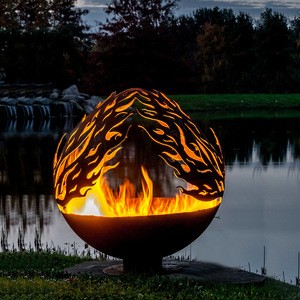 Modern Outdoor Landscape Steel Sphere Bowl Patio Heater Bonfire Fire Pit