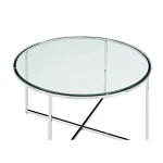 Modern round coffee accent table living room glass chrome glass coffee table