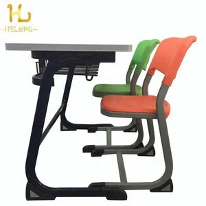 Modern School Furniture Student Double Desk And Chair Set For Sale